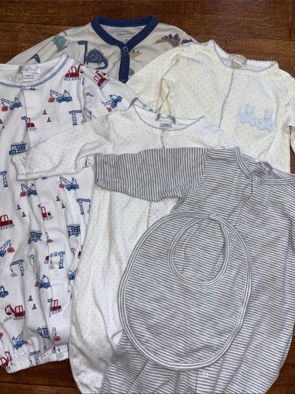 Baby Boys Kissy Kissy Pima Cotton Converter Gown Bundle NB Small Play
